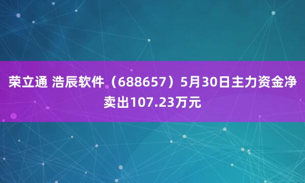 荣立通 浩辰软件（688657）5月30日主力资金净卖出107.23万元